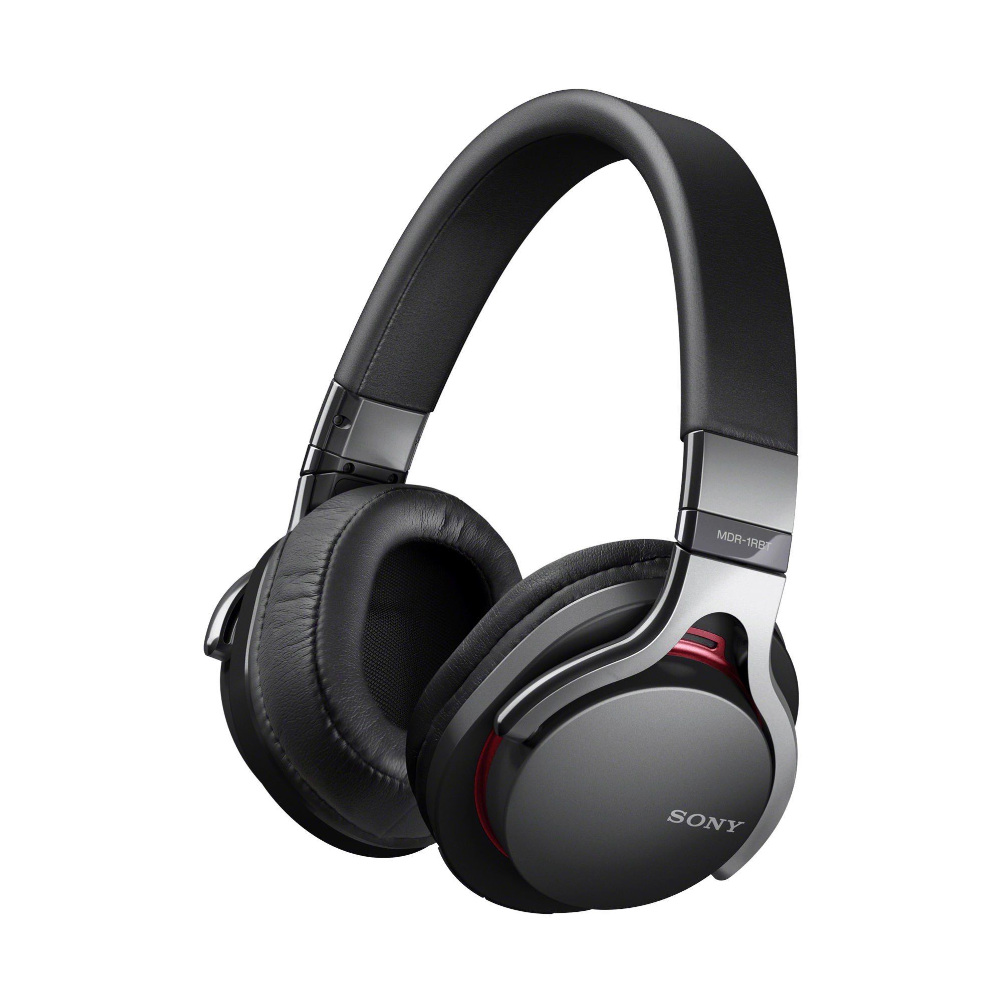 Black And Silver DJ Headphones With Red Round Ear Cup Mark Transparent Background PNG Image