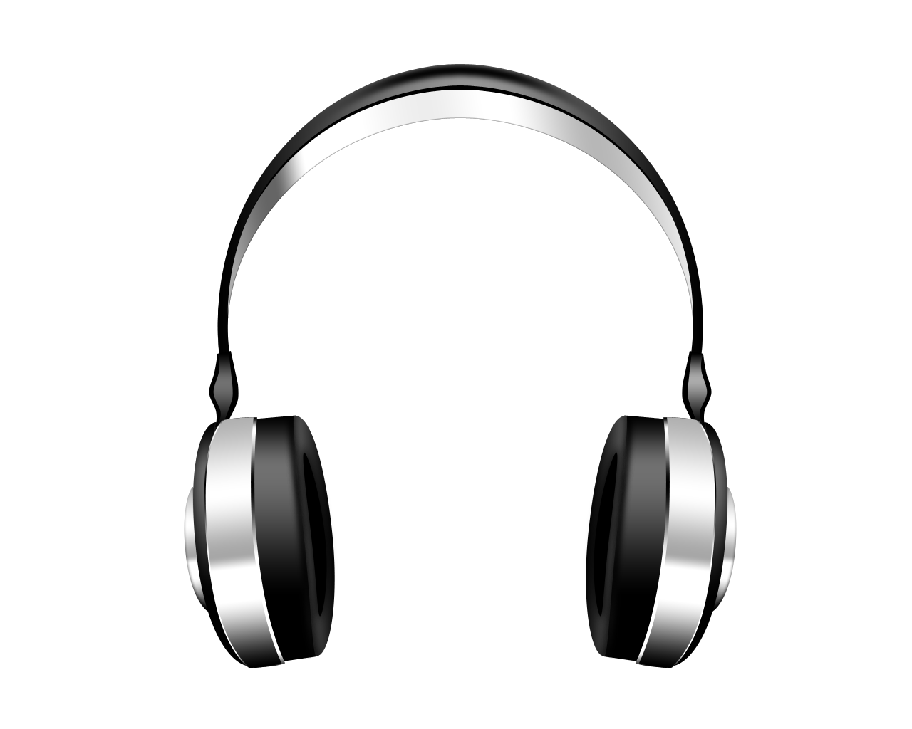 Black And White Headset Outline Front View Clean Cutout Transparent PNG Image