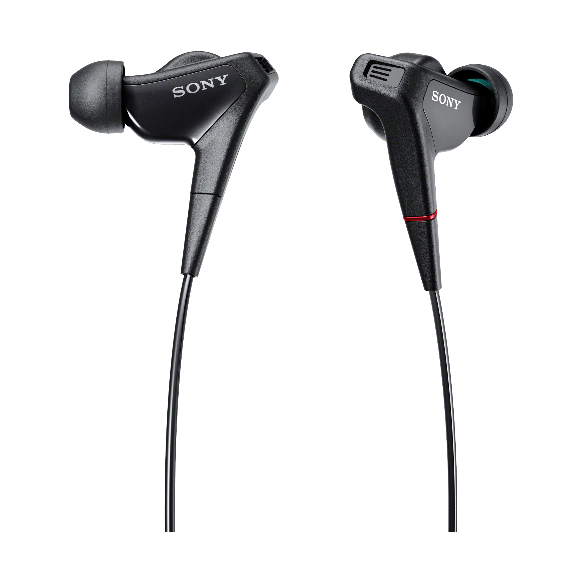 Black Wired In Ear Earphones With Silicone Tips Printable PNG Graphic With Transparent Background