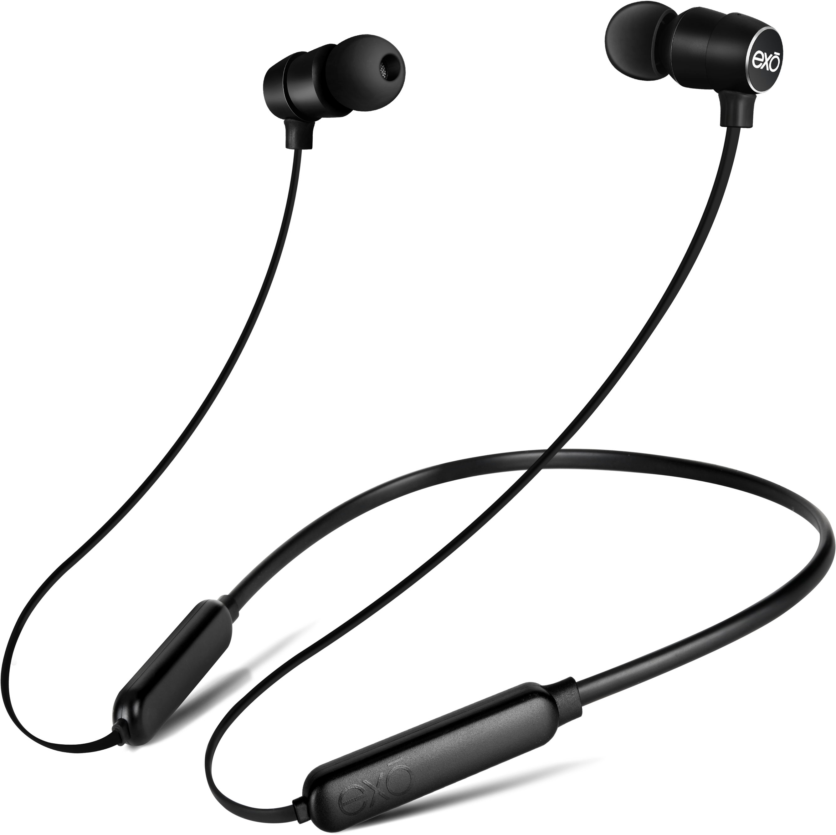 Black Wireless Neckband Earbuds With Long Cable Transparent PNG Clipart