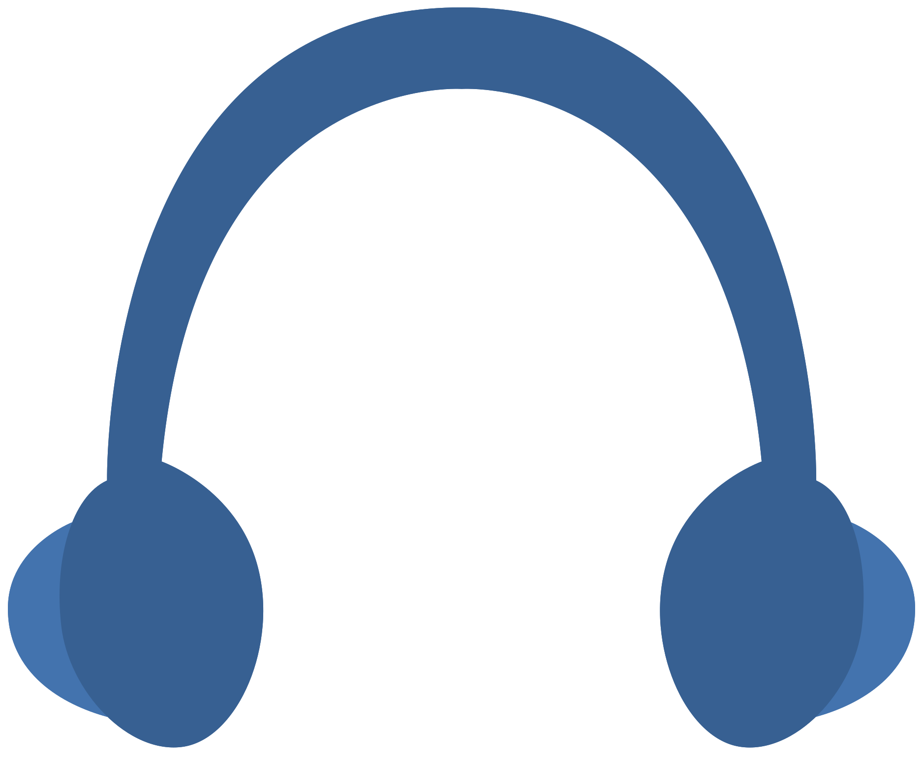Blue Headphones Silhouette Icon With Circular Ear Pads High Resolution PNG Illustration