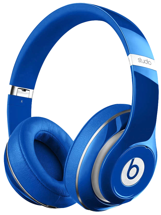 Blue Over Ear Headphones With White Side Logo PNG Image With Transparent Background