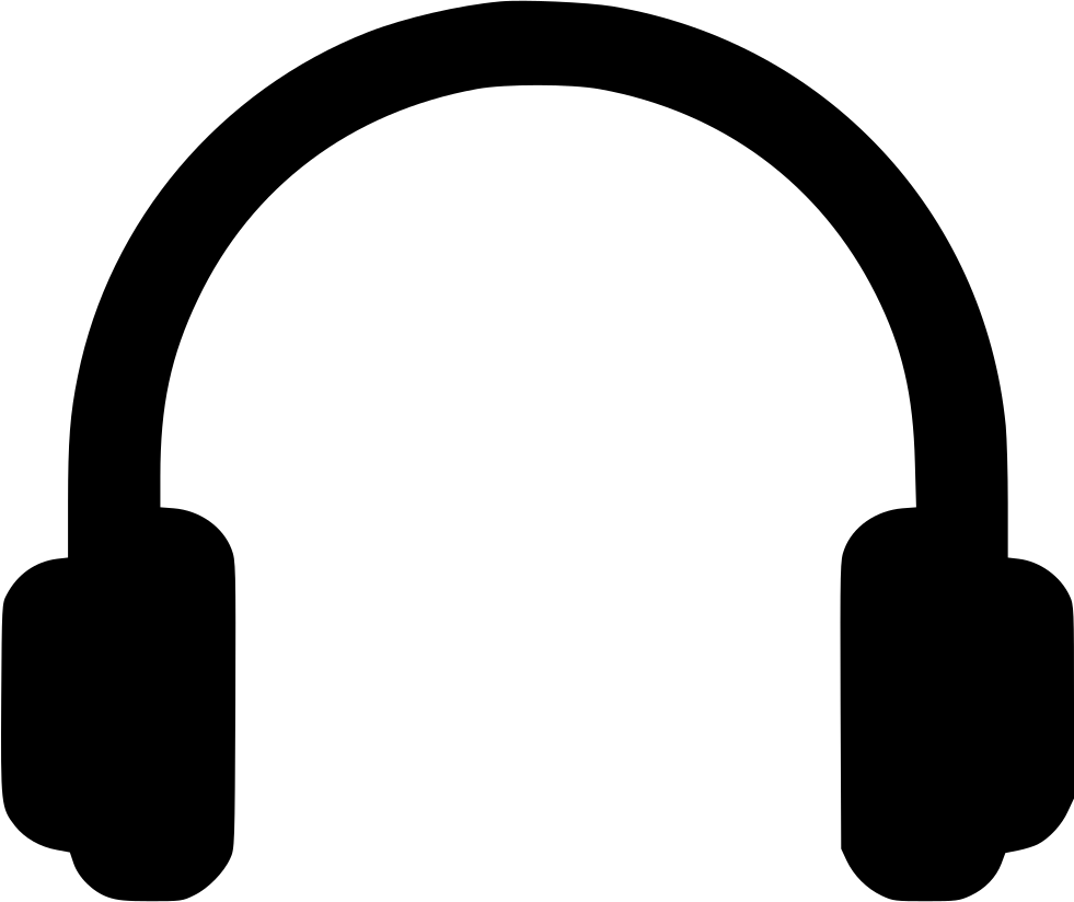 Bold Black Headphones Icon With Rounded Cushioned Ear Pads PNG Clip Art On Clear Background