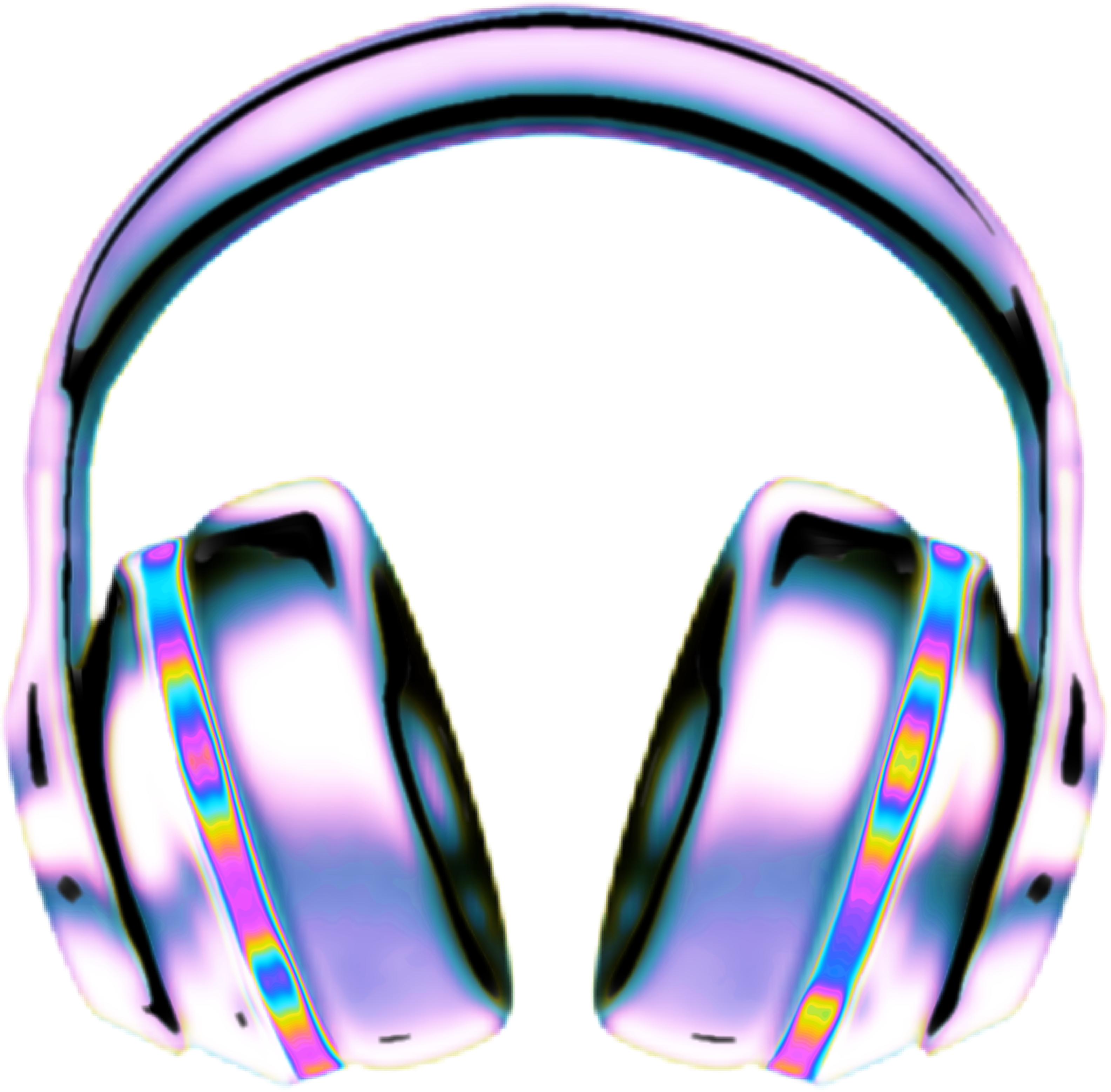 Iridescent Rainbow Headphones With Reflective Colorful Ear Cups Clear Background Audio Illustration