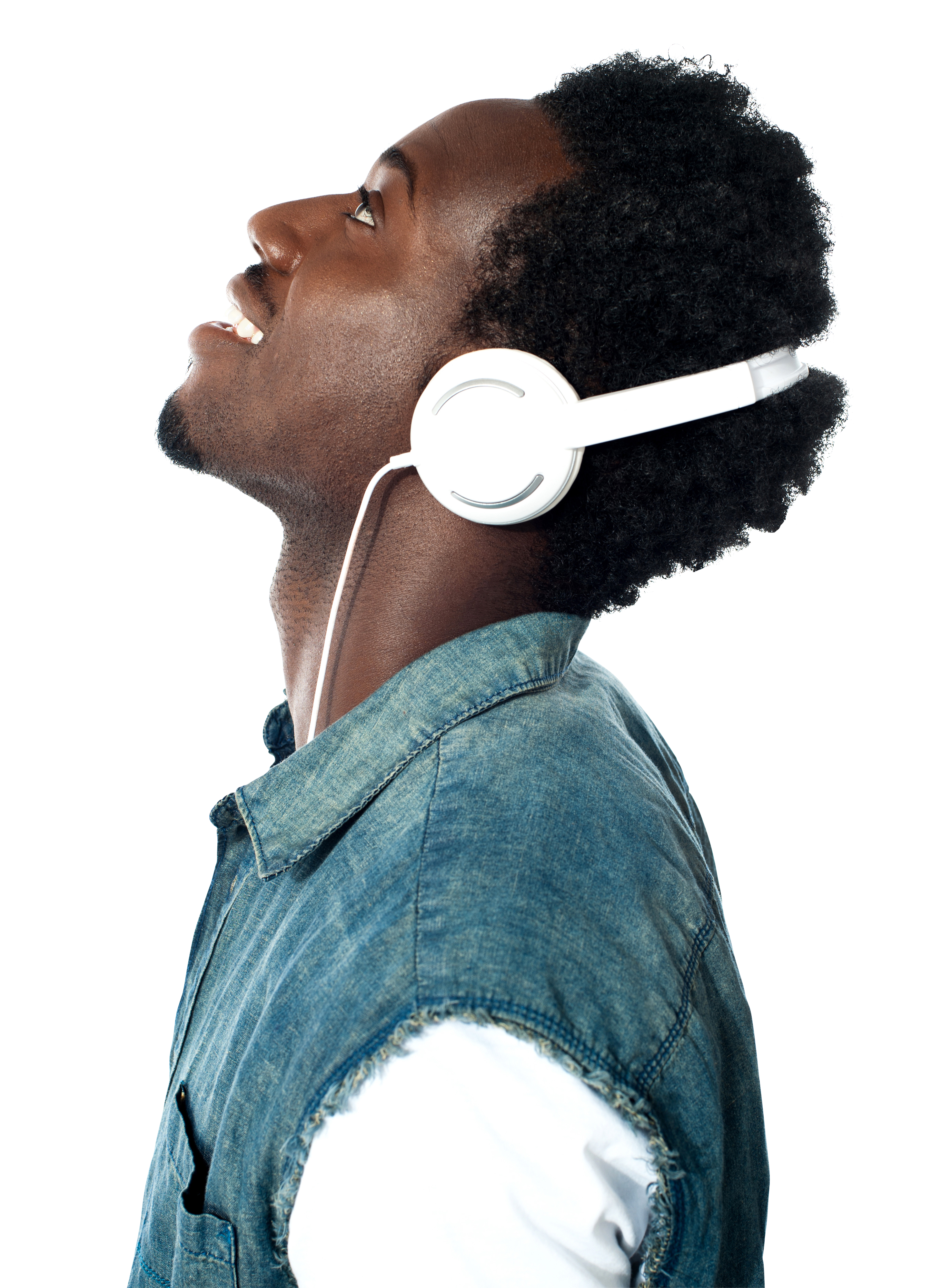 Man Wearing White Headset With Boom Microphone In Profile Transparent Background Headphones PNG