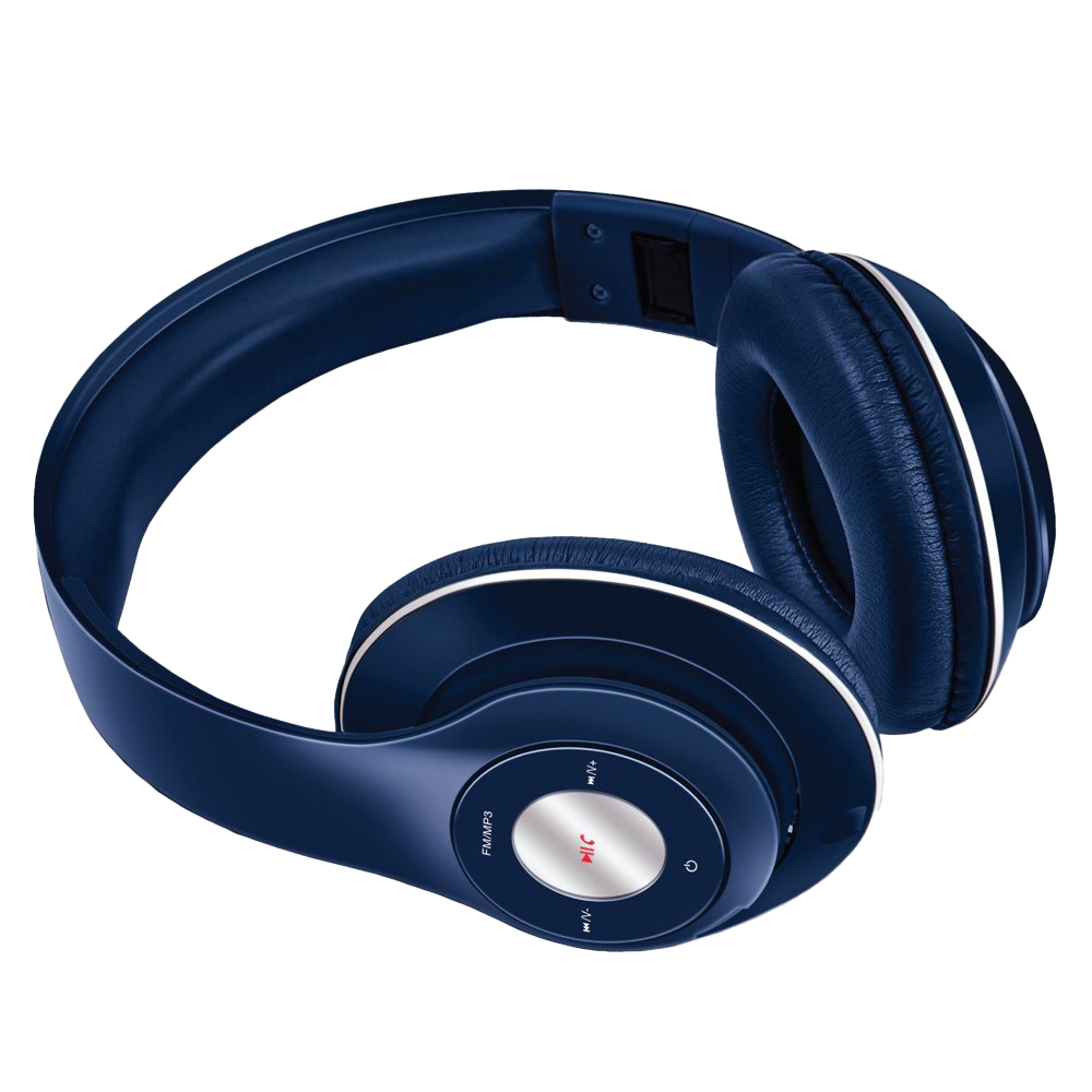 Navy Blue Over Ear Headphones With Circular Ear Cups Isolated Headphones PNG Artwork
