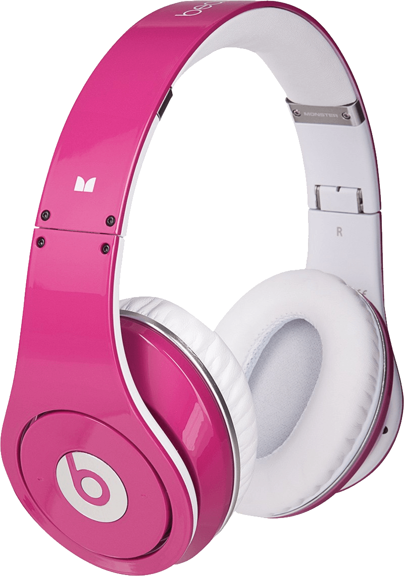 Pink And White Kids Over Ear Headphones With Padded Band Printable PNG Graphic With Transparent Background