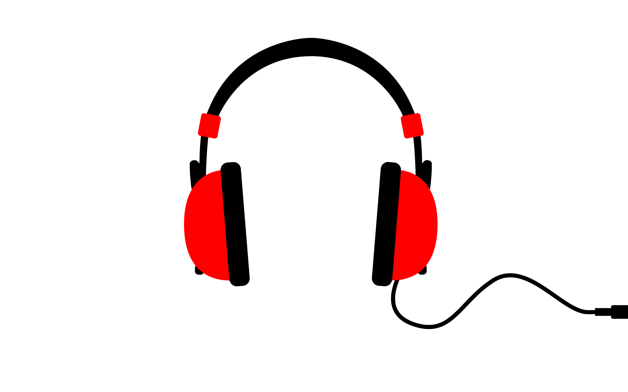 Red And Black Wired Headphones Icon With Audio Cable Transparent PNG Image For Creative Projects