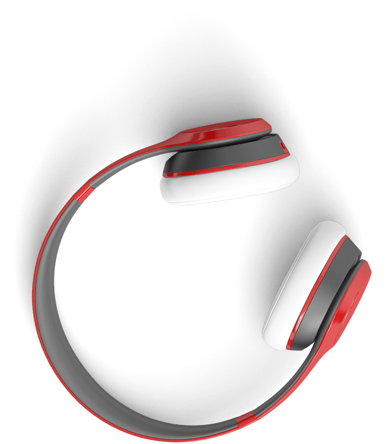 White And Red Wireless Neckband Headphones Side View Clear Background Audio Illustration