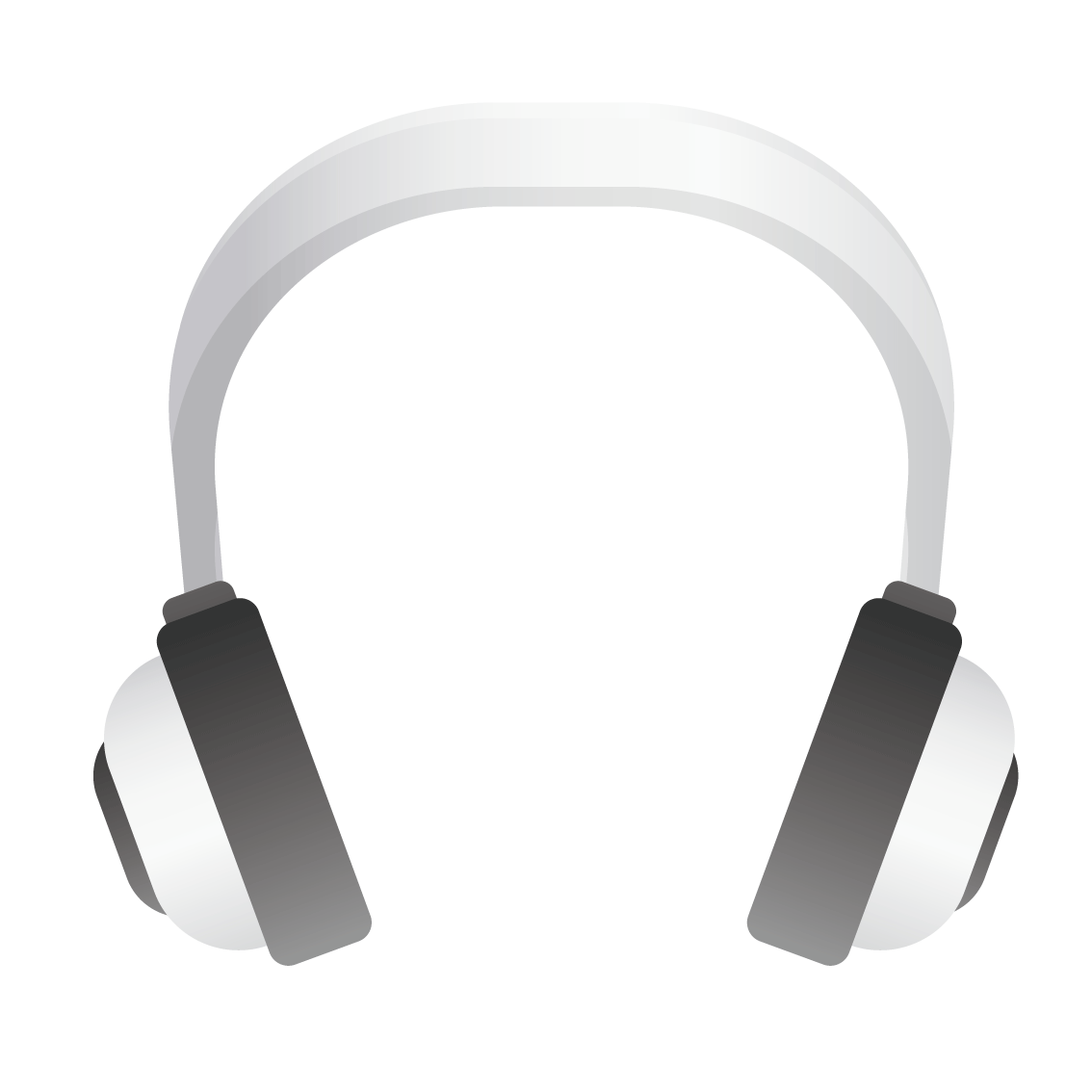 White And Silver Over Ear Headphones With Slim Headband Transparent Background PNG Image