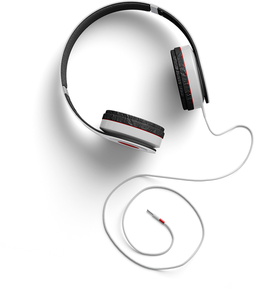 White Wired On Ear Headphones With Slim Headband PNG Clip Art On Clear Background