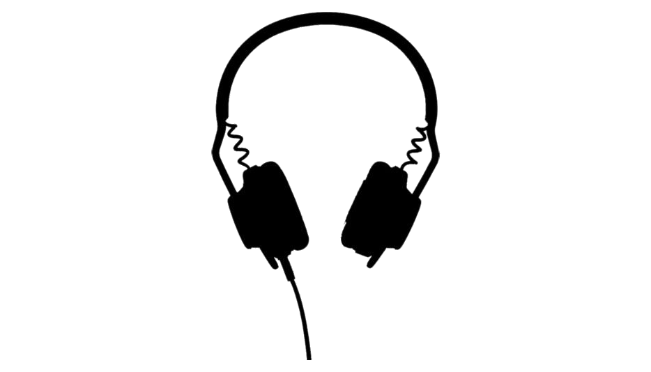 Black Line Drawing Of Headphones With Audio Cables Audio Gear PNG With Clear Background