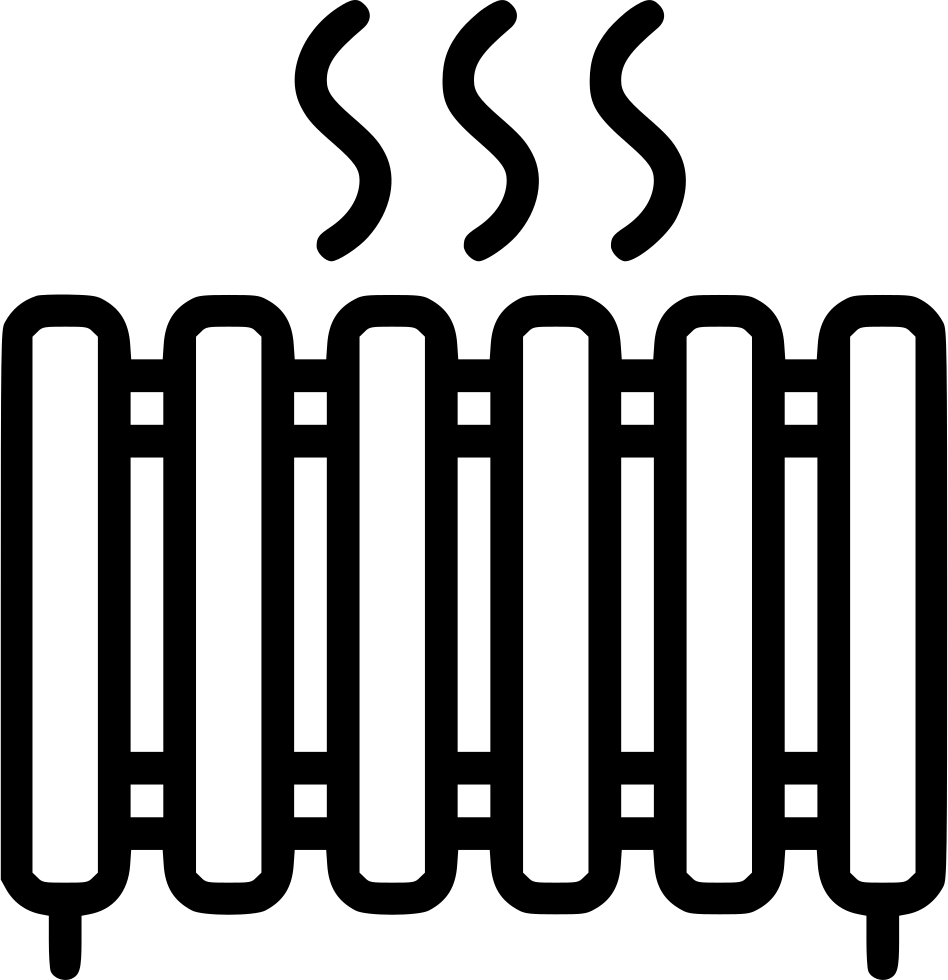 Black Hot Water Radiator With Rising Heat Waves Simple Vector PNG Icon