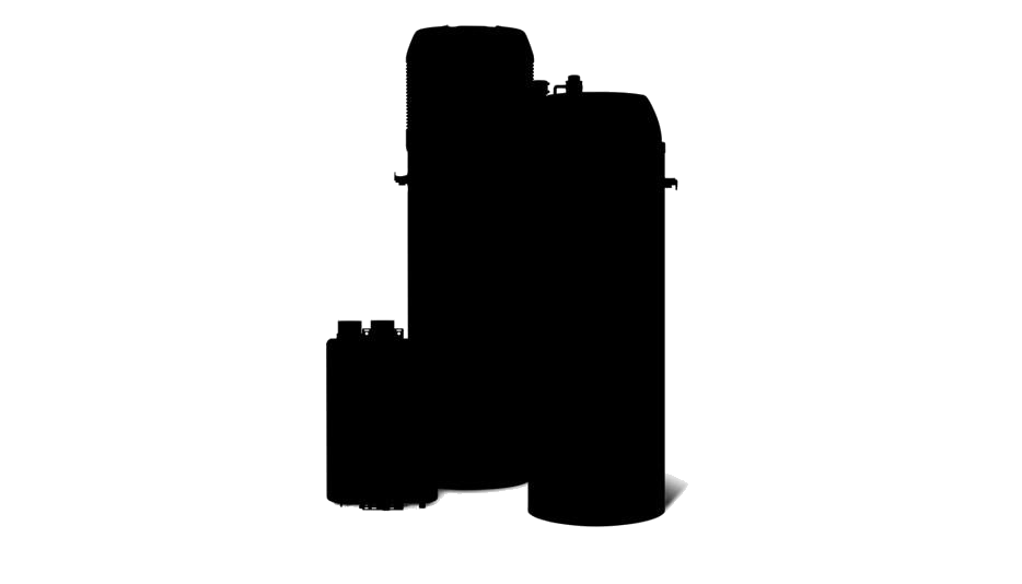 Black Vertical Water Heater Tank Silhouette Isolated PNG Illustration