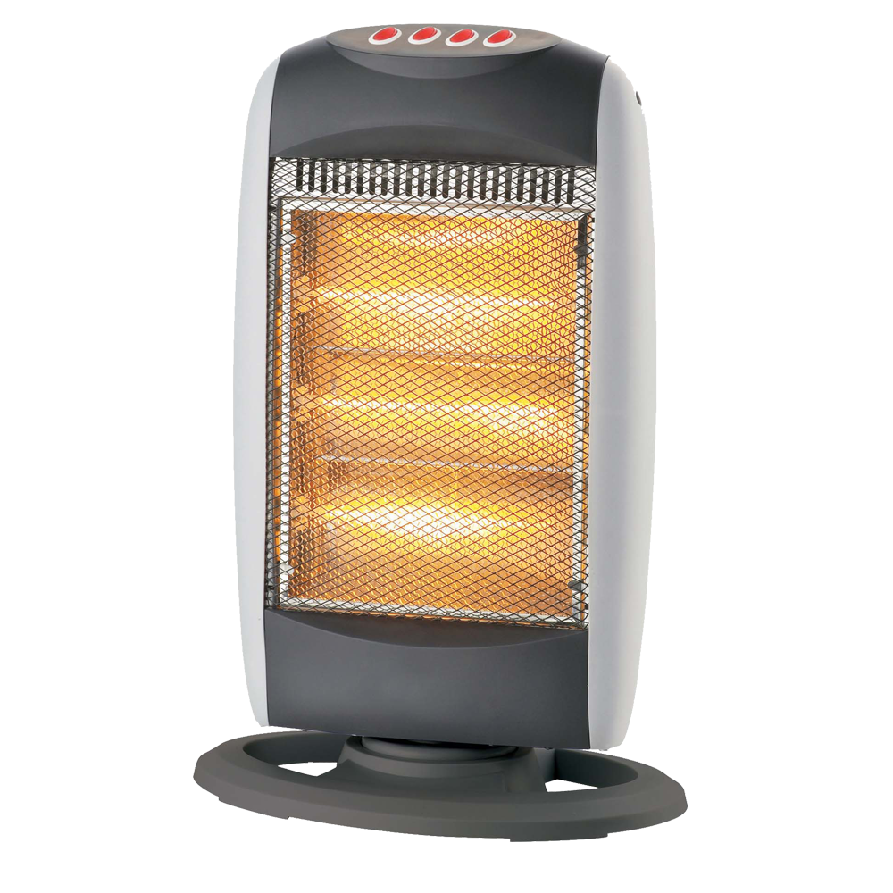Compact Gray Portable Radiant Space Heater With Safety Grill PNG