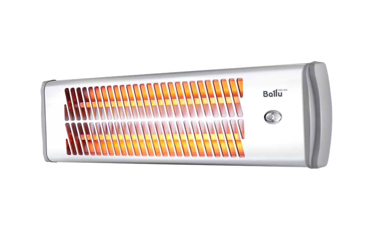 Horizontal Wall Mounted Radiant Strip Heater With Orange Heating Bars PNG