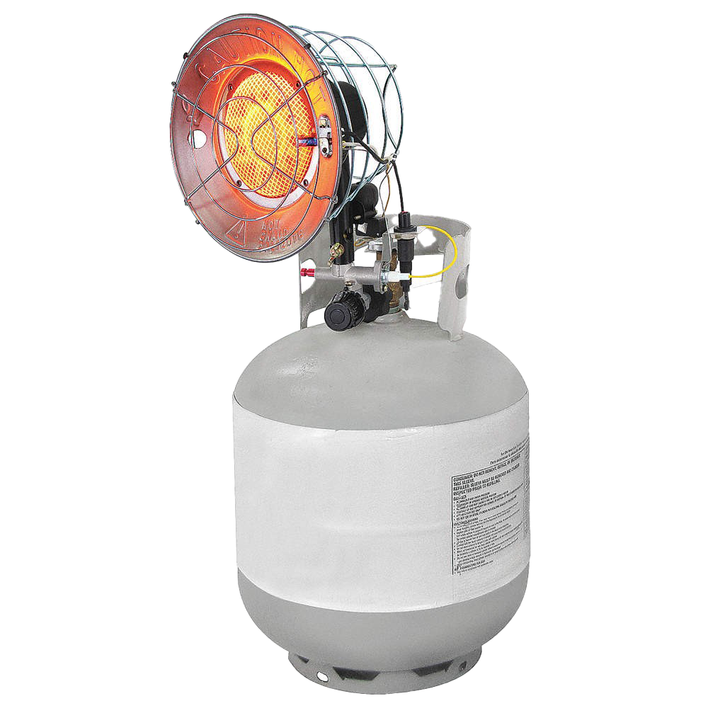 Propane Radiant Heater Mounted Above White Gas Cylinder Transparent PNG