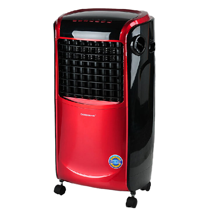 Red Portable Fan Heater With Wheels And Safety Grill Product PNG Image