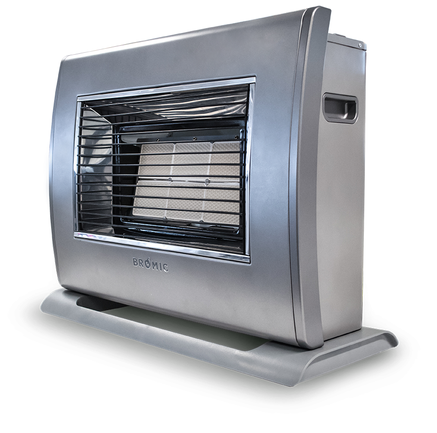 Silver Portable Radiant Heater With Glowing Grill Isolated On Transparent Background PNG