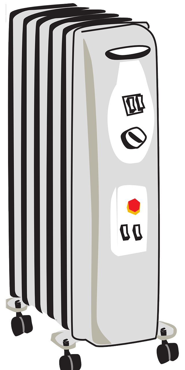 Slim White Oil Filled Radiator Heater With Adjustable Thermostat PNG Image