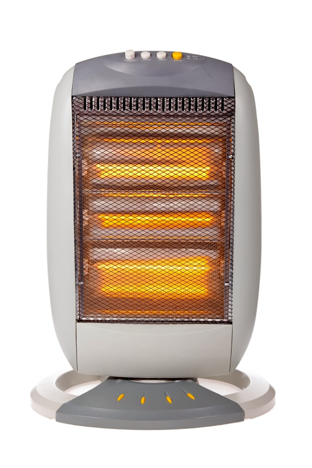 Small Gray Portable Electric Heater With Three Orange Heating Bars PNG Image