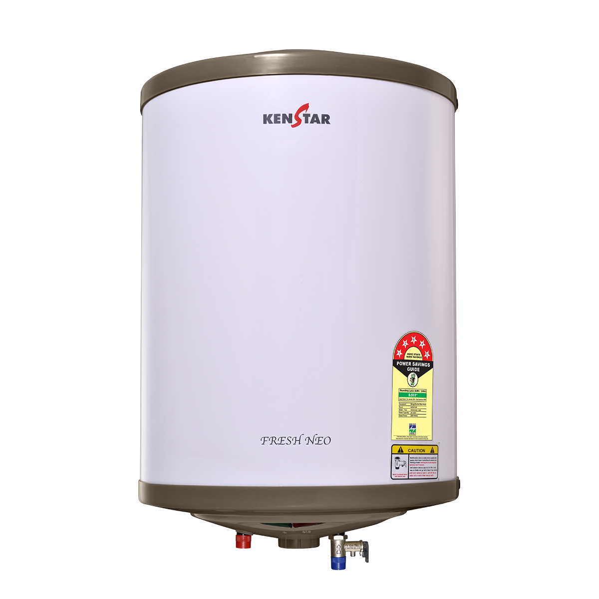 White Cylindrical Hot Water Storage Heater With Product Label PNG