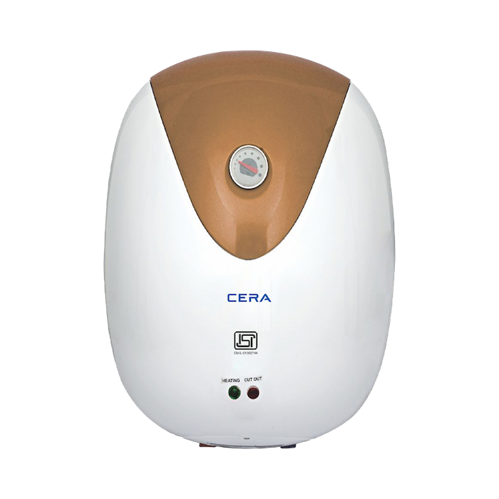 White Electric Water Heater With Tan Control Panel And Dual Knobs PNG Image