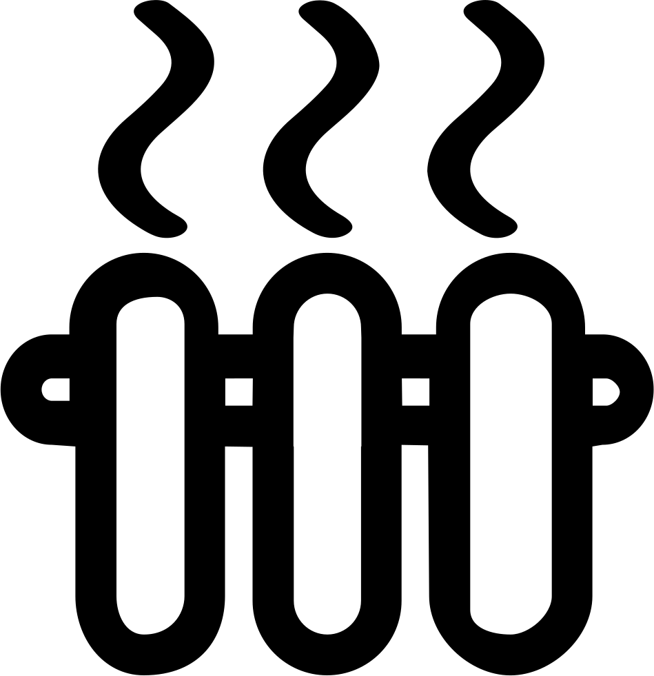White Panel Radiator Heater With Heat Waves Clean PNG Illustration