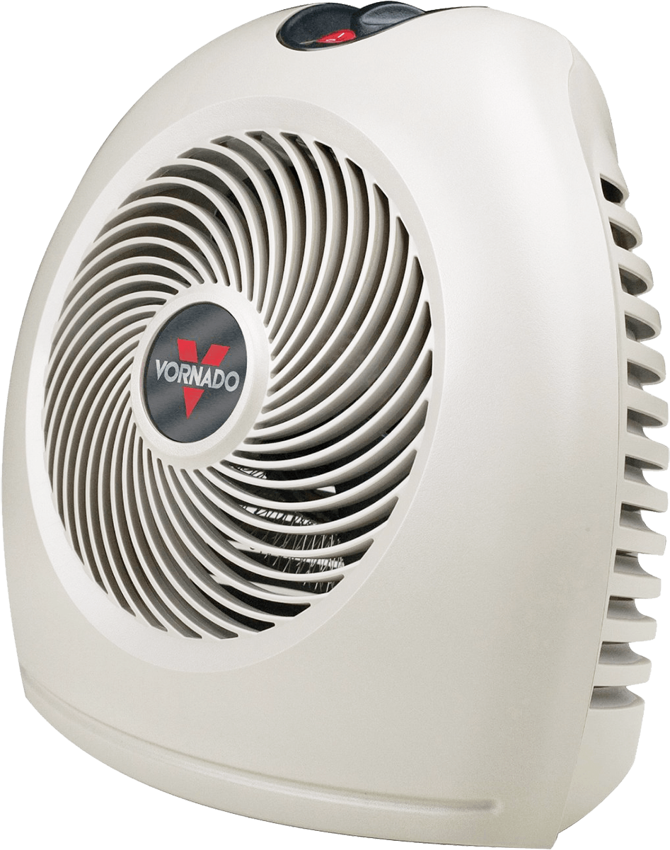 White Round Front Portable Fan Heater For Home Room Heating PNG Product Image