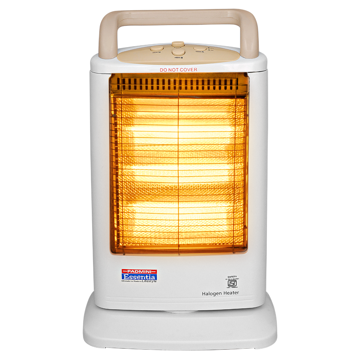 White Vertical Radiant Electric Heater With Multiple Orange Elements PNG Image