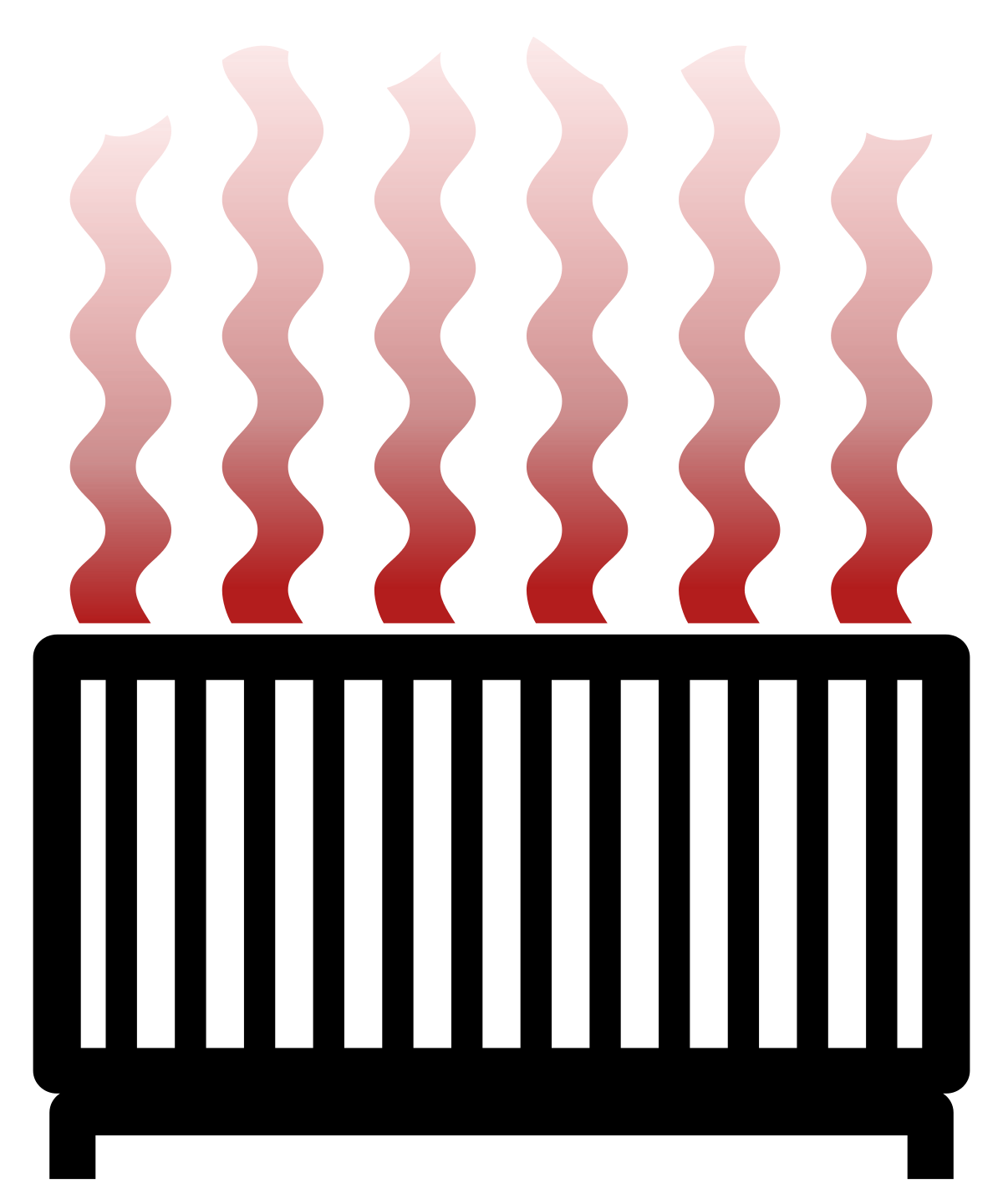 Black Radiator Heater Icon With Red Warm Air Waves Transparent PNG