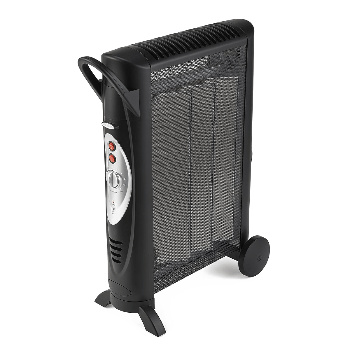 Gray Portable Oil Filled Radiator With Rolling Wheels PNG Product Photo