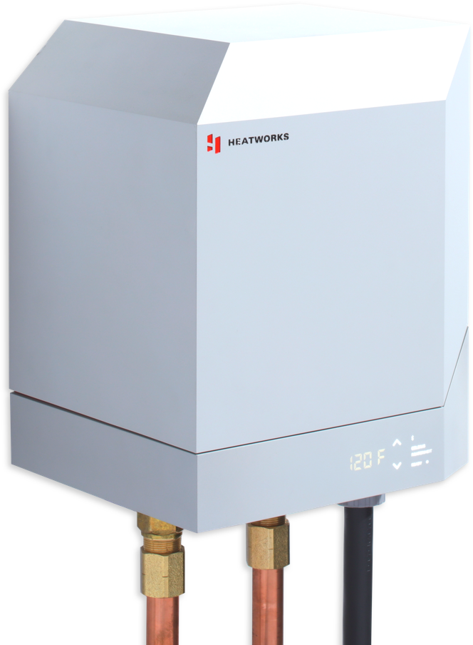 White Wall Mounted Gas Boiler Heater With Visible Pipe Connections PNG