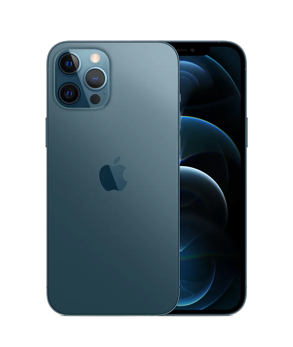 Blue iPhone 12 Pro Back And Front Product Photo