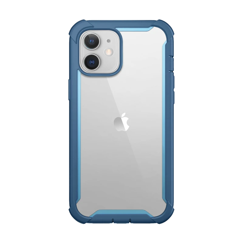 Clear Blue Bumper Case For White iPhone 12