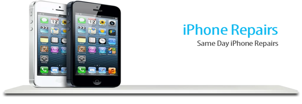 iPhone Repair Service Banner With Smartphone And Brand Logo