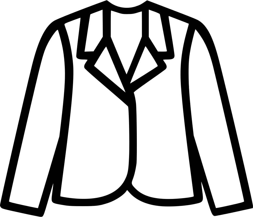 Black Blazer Jacket Outline Fashion Icon Transparent PNG Clipart