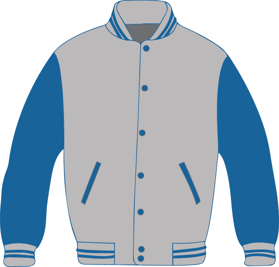Blue And Gray Varsity Letterman Jacket Flat Fashion Illustration PNG