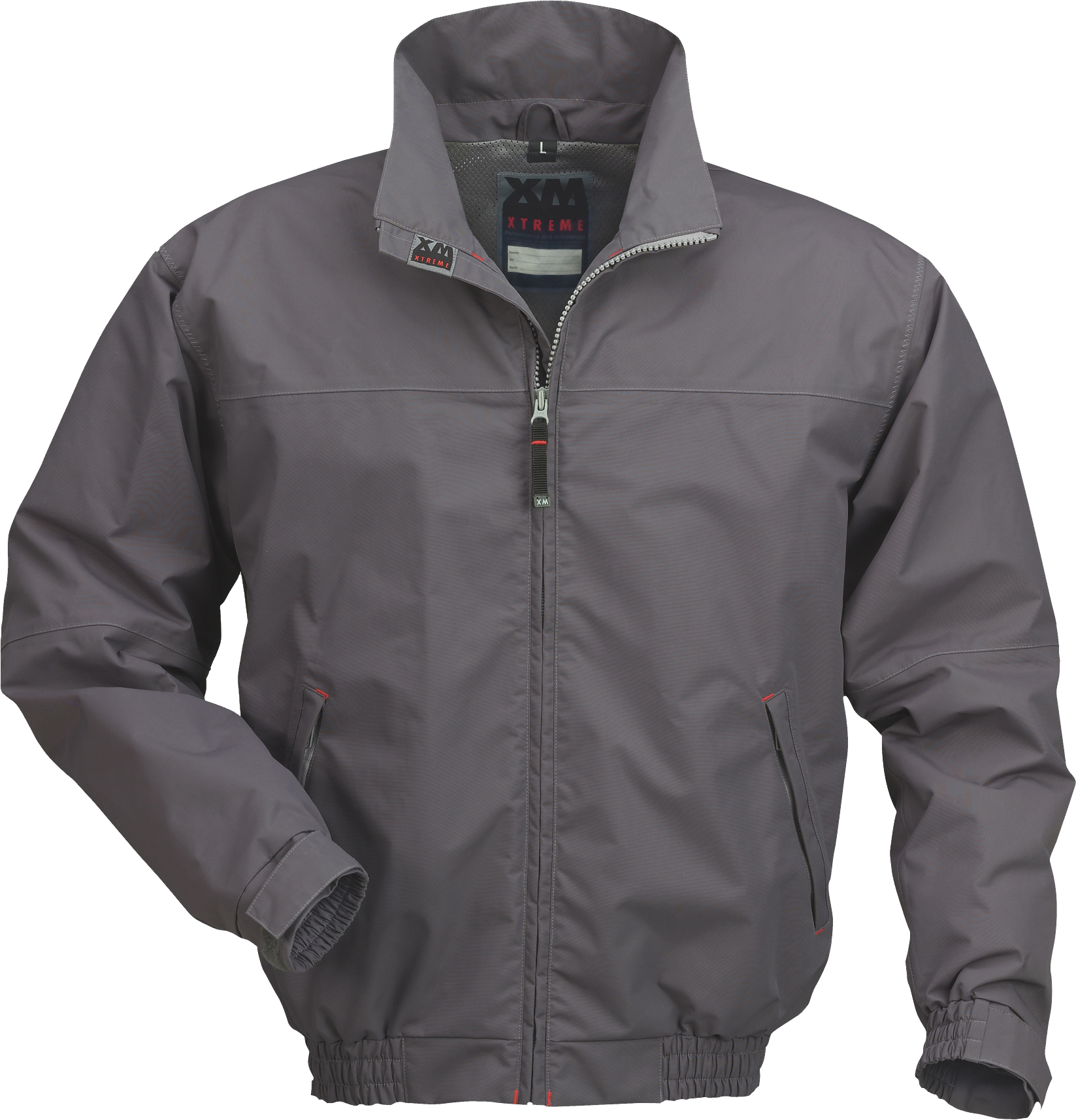 Charcoal Gray Zip Up Windbreaker Jacket Isolated Transparent Background PNG