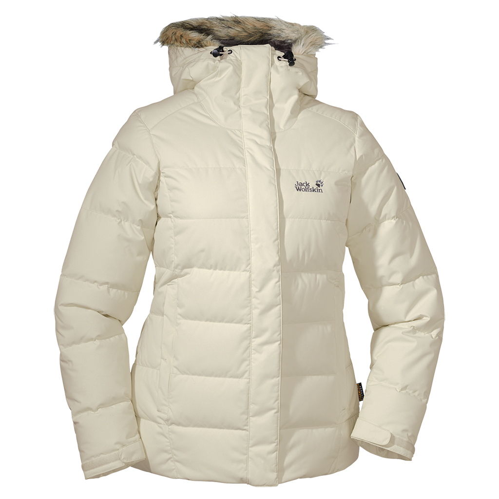 Cream White Long Puffer Coat With Hood Winter Outerwear Product Photo