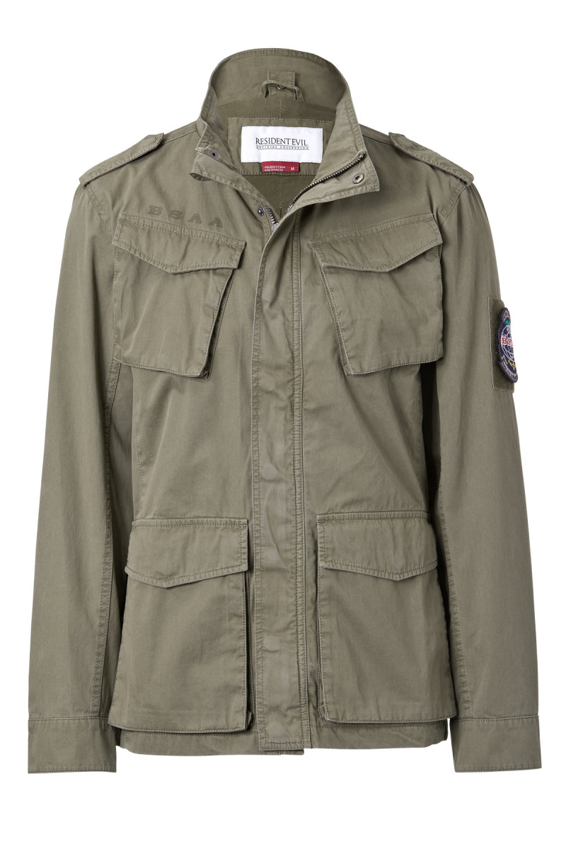Olive Green Military Field Jacket With Chest Pockets Product Photo