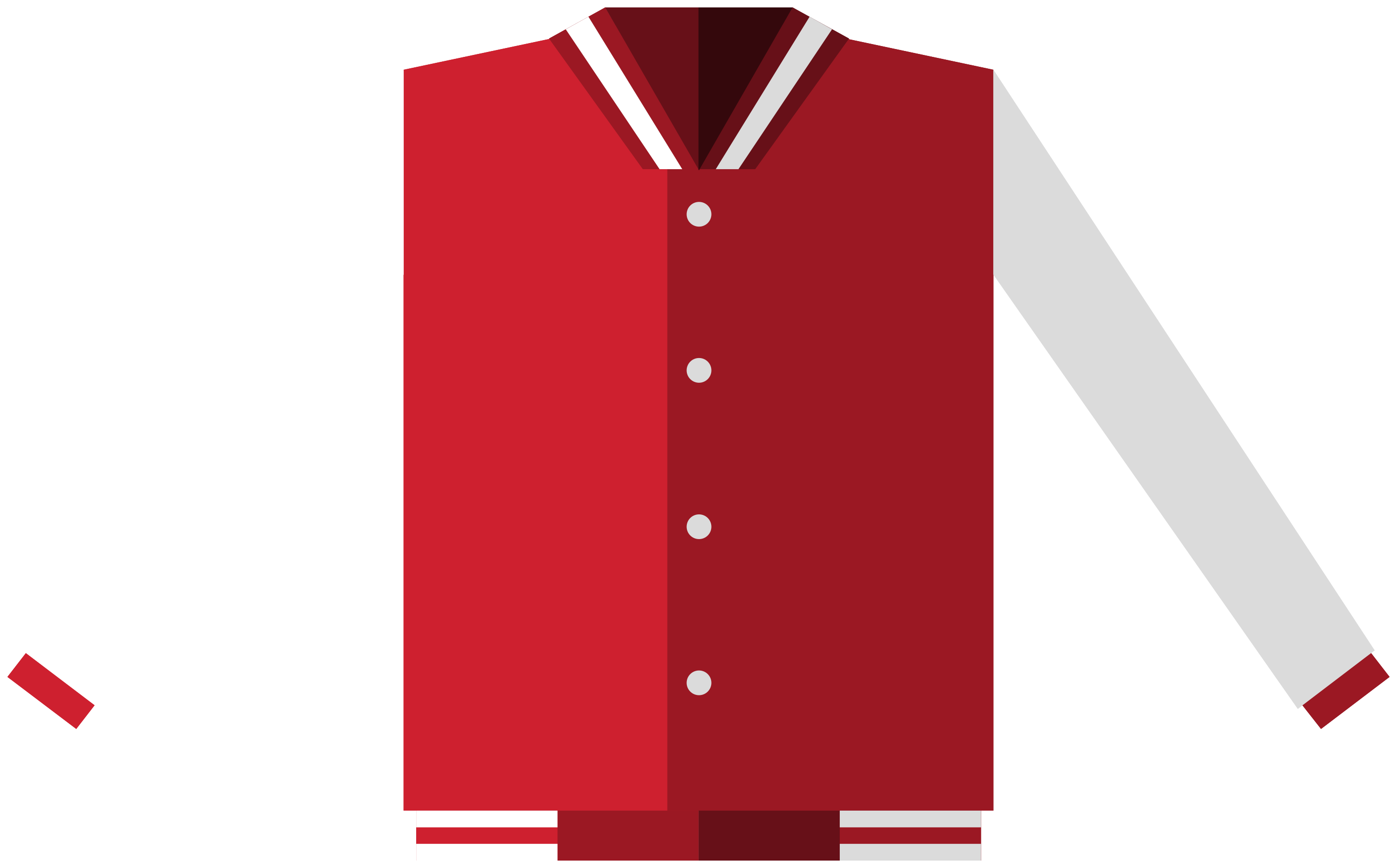Red And White Varsity Letterman Jacket Front View Fashion Illustration