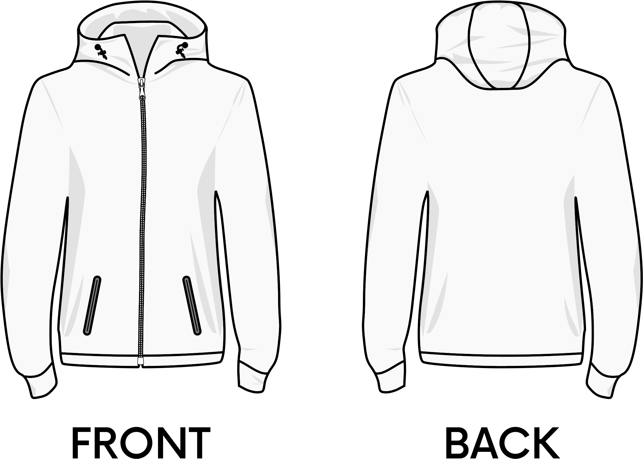 White Pullover Hoodie Front And Back Outline Drawing Template