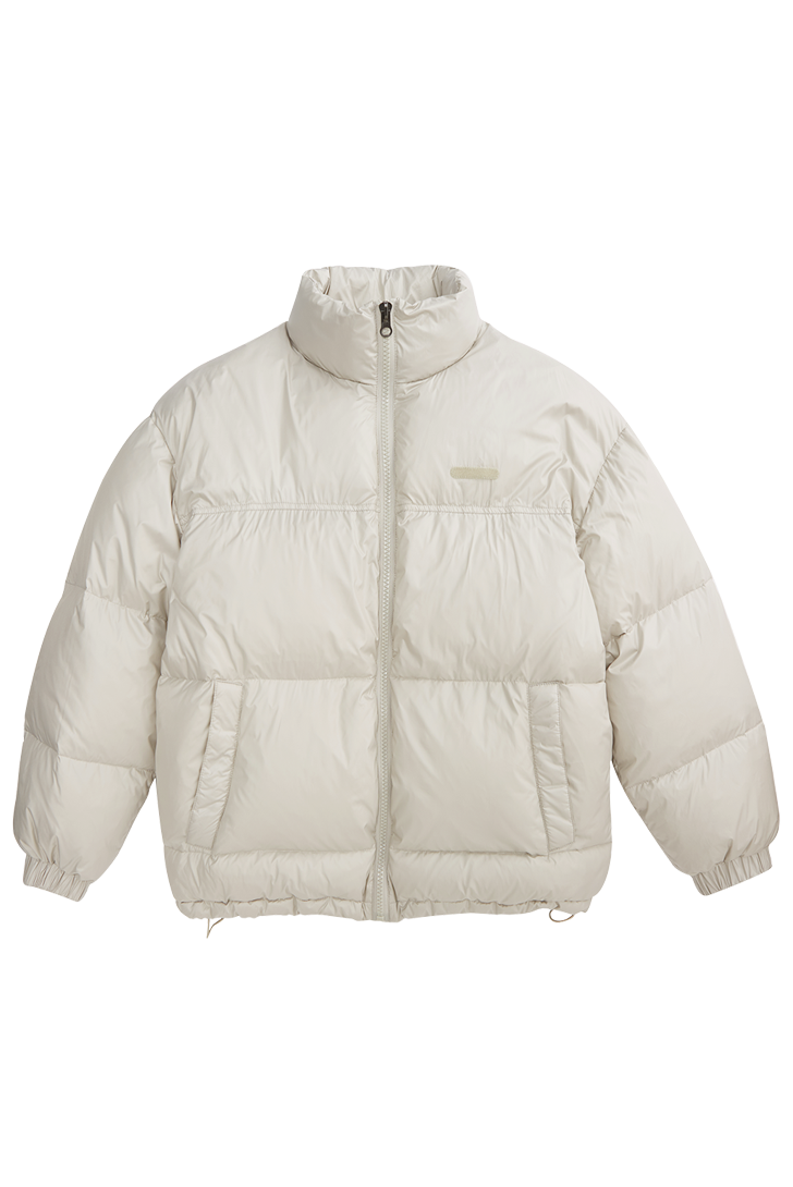 White Quilted Puffer Jacket With High Collar Winter Fashion PNG