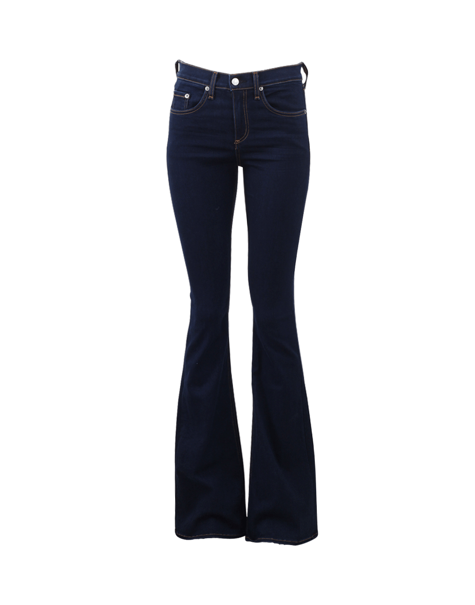 Black Trousers And Dark Blue Jeans Front View Product Pair