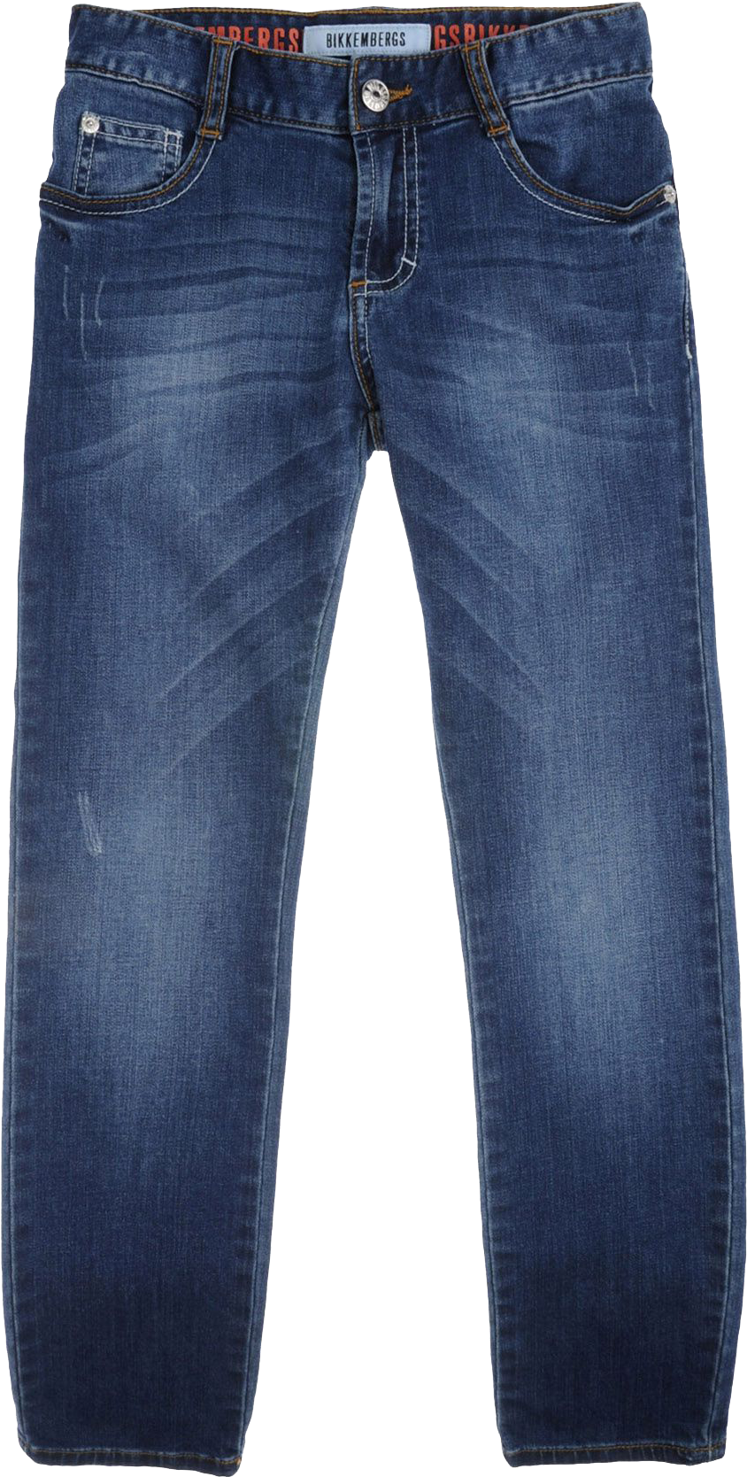 Dark Blue Straight Leg Denim Jeans With Classic Five Pocket Fit