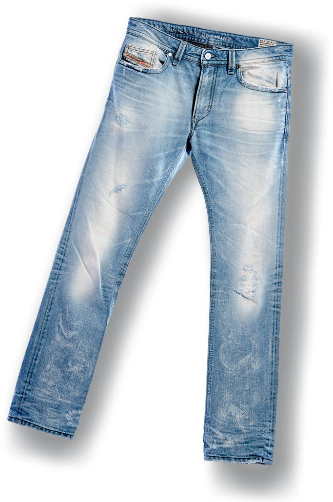 Light Blue Denim Jeans Folded And Displayed As Apparel Cutout
