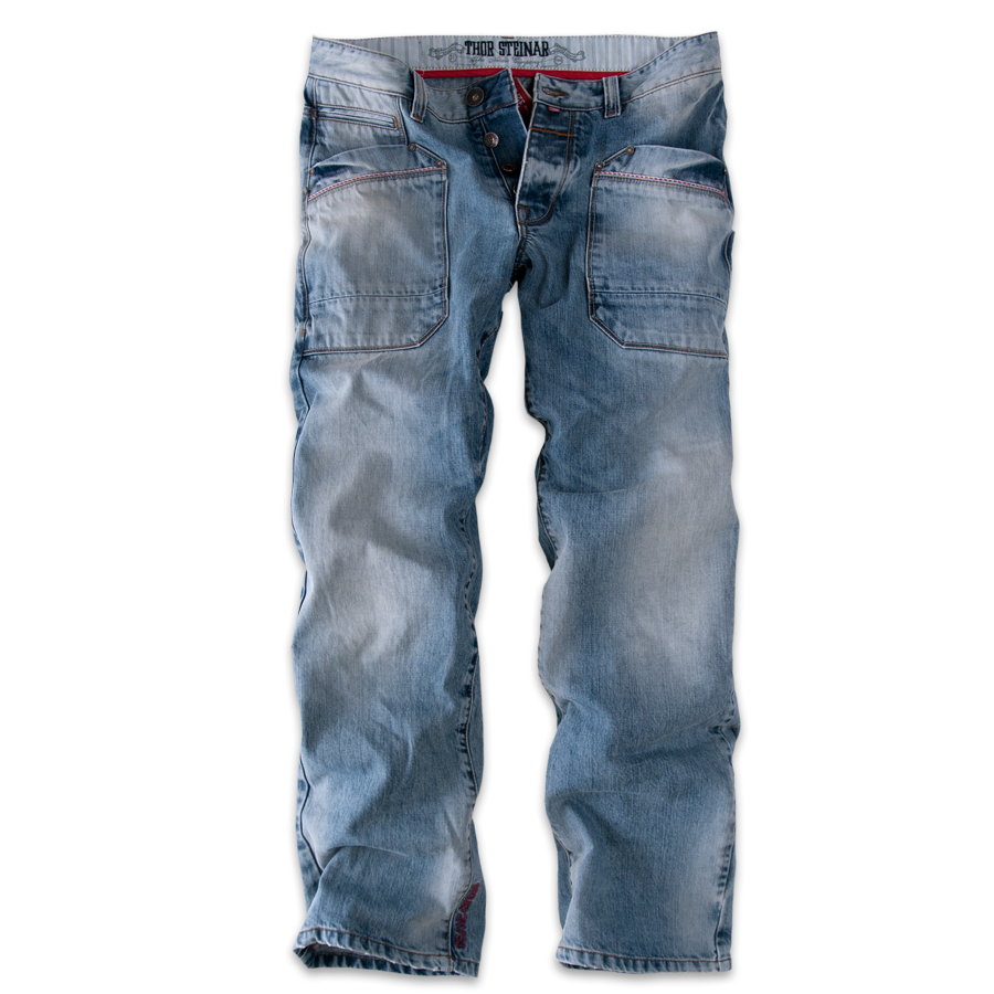 Light Gray Washed Denim Jeans With Distressed Fade Detail
