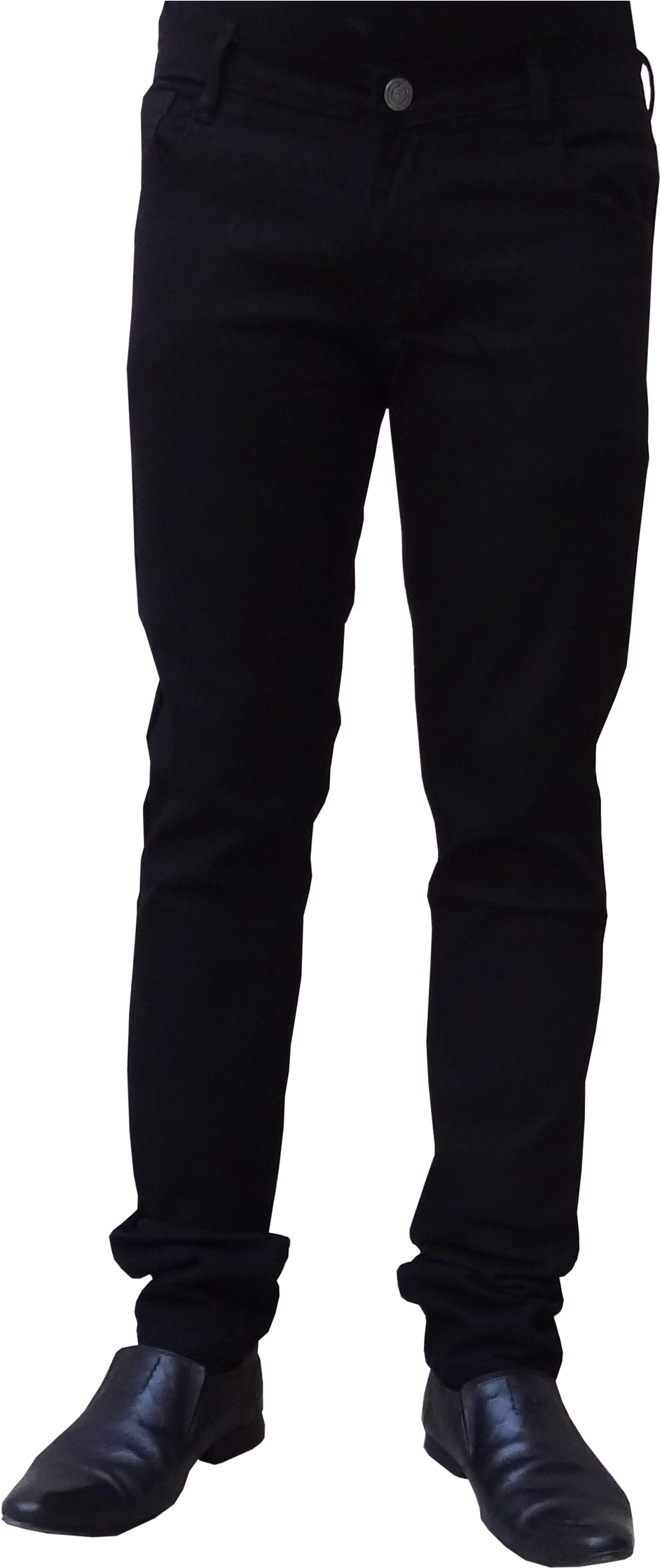 Man Wearing Black Slim Fit Jeans Full Length Fashion Cutout