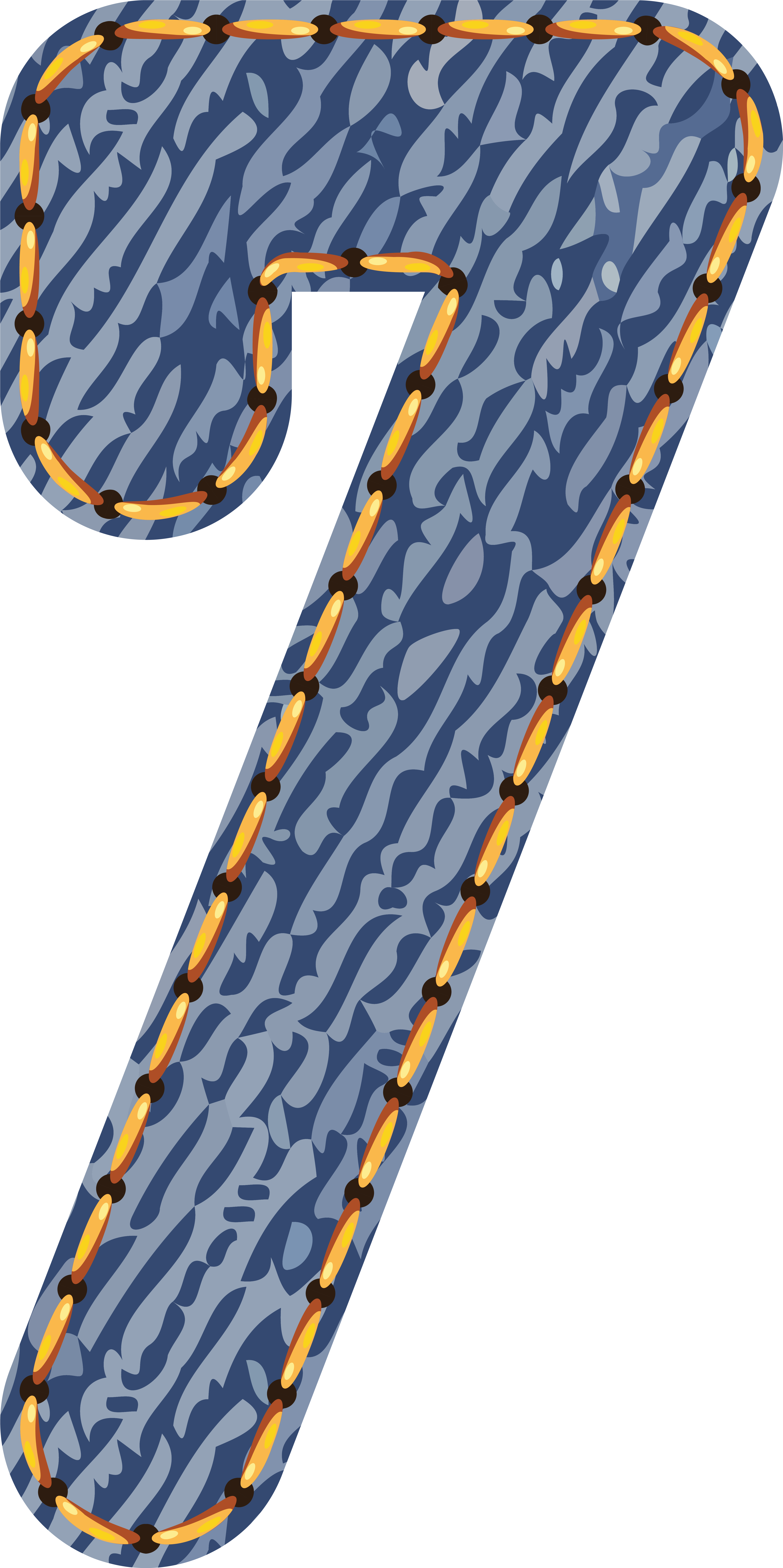 Number Seven Made From Blue Denim Fabric Pattern Graphic